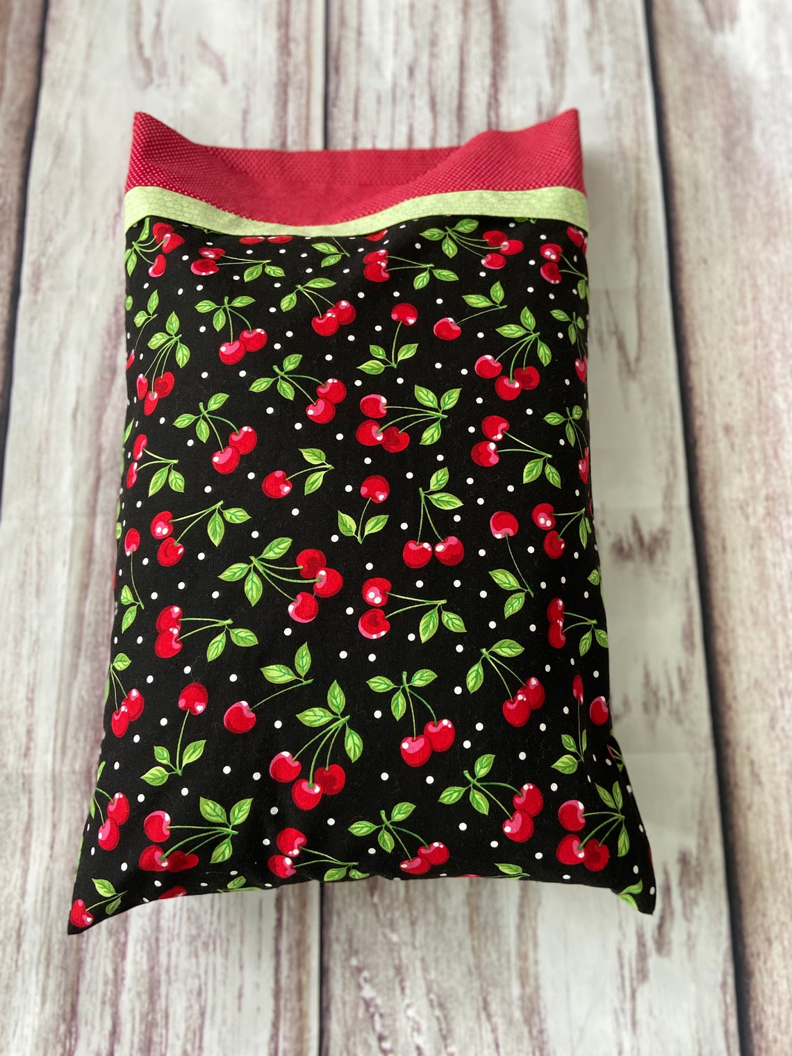 Cherries Travel Size Pillowcase Black Red Green Etsy