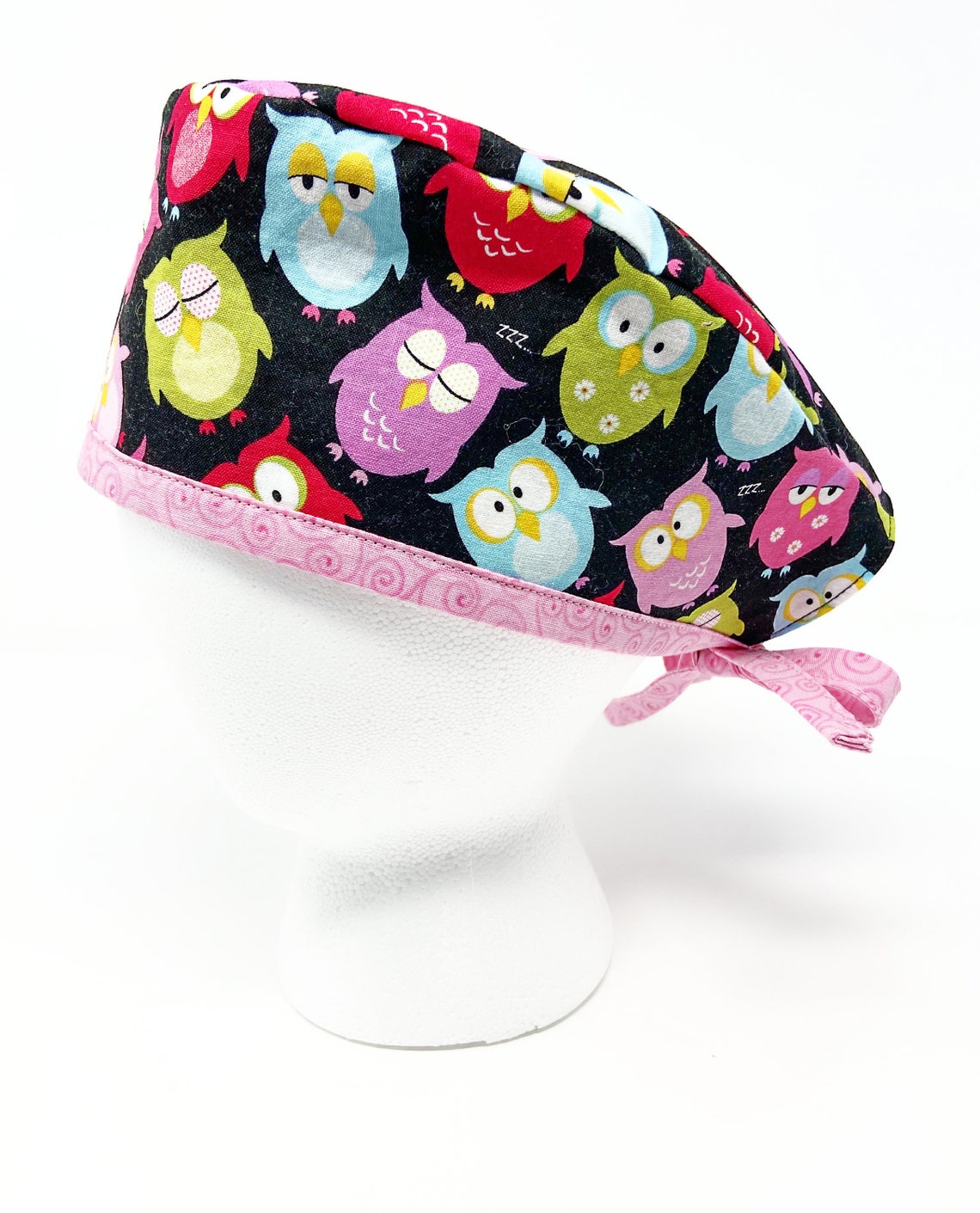 Cute Owl Surgical Scrub Cap For Women Tie Back Hat for Doctor Etsy