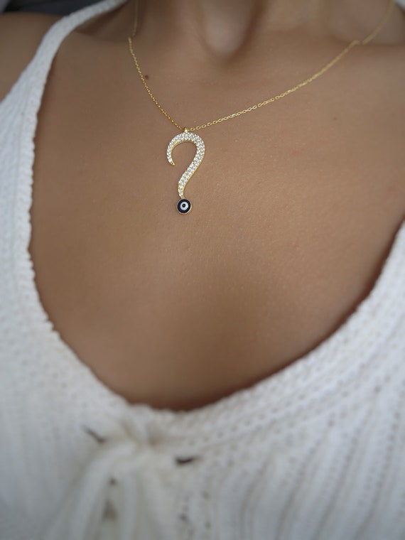 Carat in Karats Sterling Silver Dangle Question Mark Charm Pendant (12.2mm  x 4.1mm) With Sterling Silver Cable Chain Necklace 16'' - Walmart.com