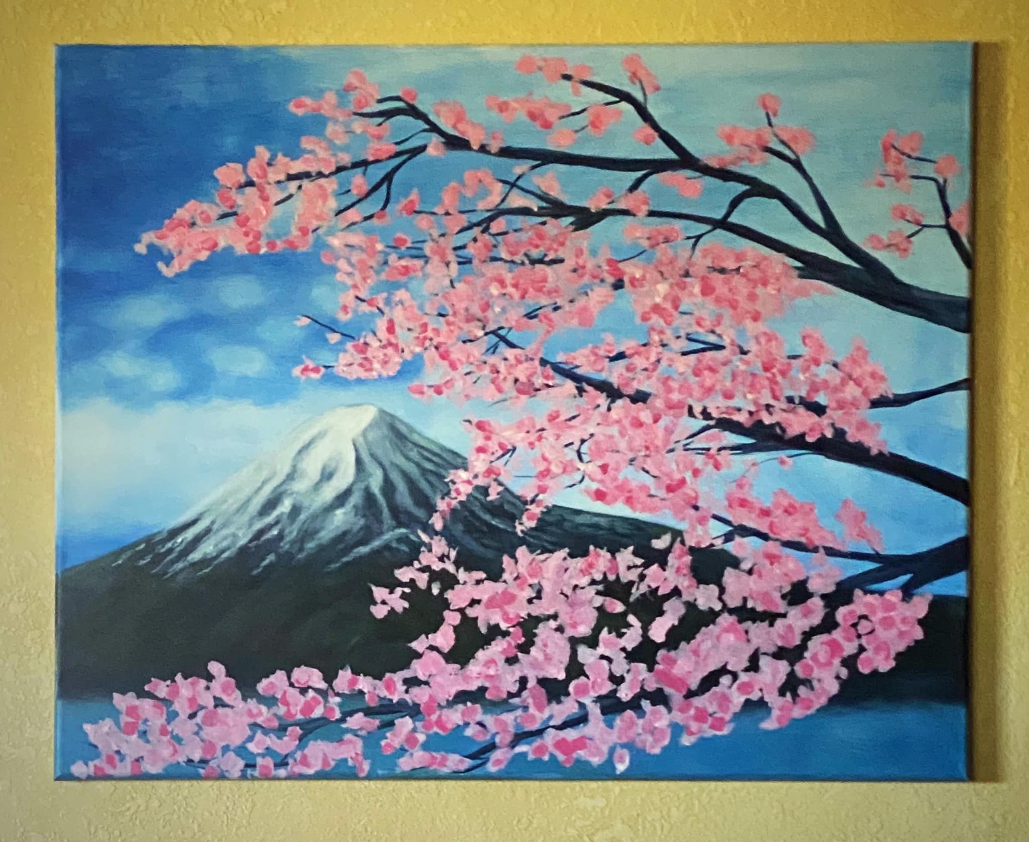 Japanese Cherry Blossom Landscape Oil Painting Etsy