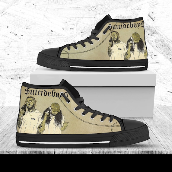Suicideboys Custom Shoes, Music Hightops, Custom Shoes, Shoes With Suicideboys Image, Hip Hop Shoes, Rapper Shoes, American Hip Hop Duo
