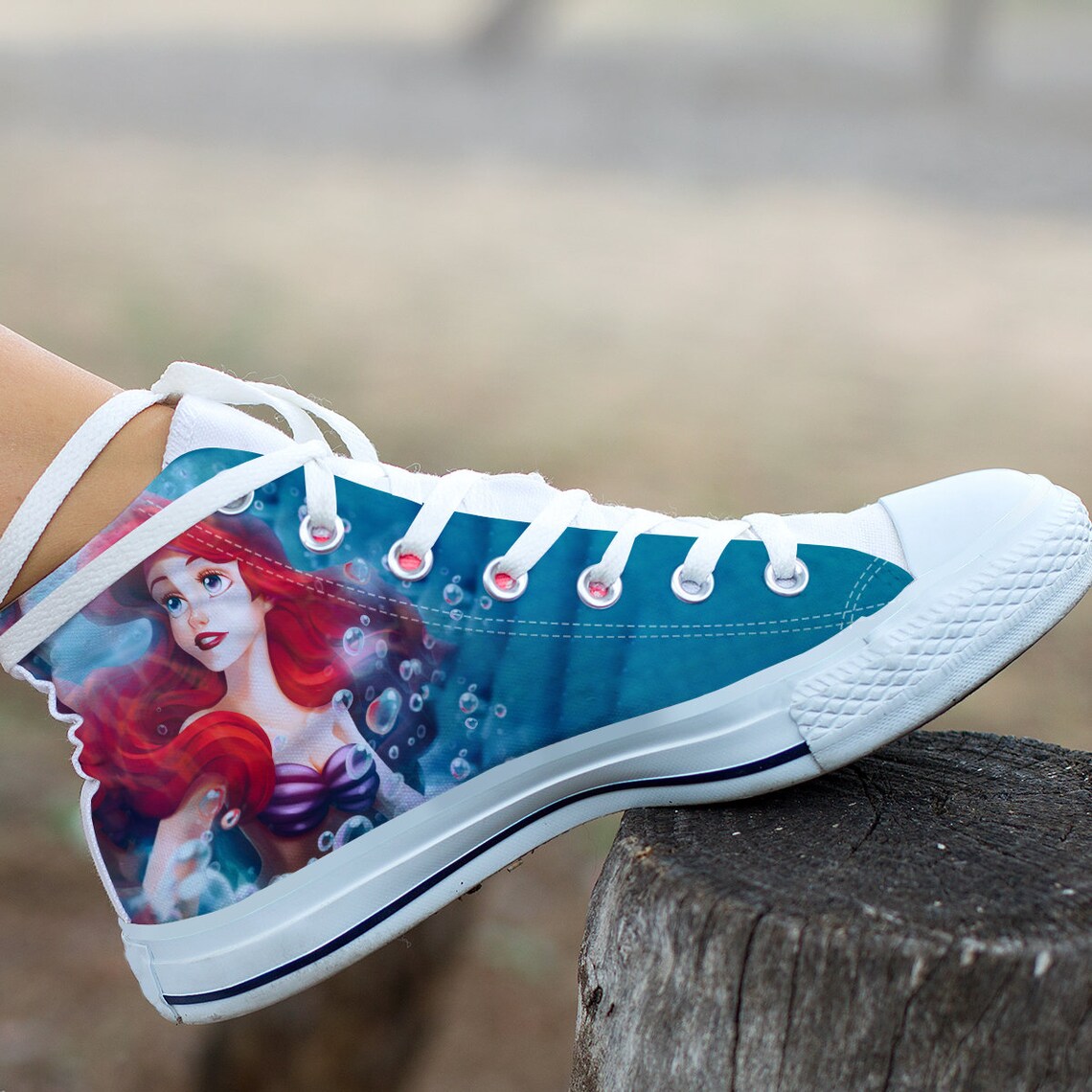Ariel Custom Shoes The Little Mermaid Hightops Custom Shoes Etsy