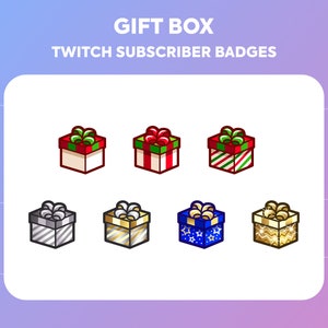 Twitch Sub Badges / Cheer Bit Badges - Christmas Gift Box Badges - Festive