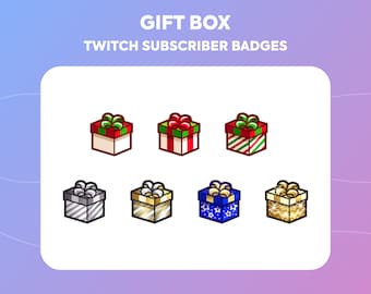 Christmas Gift Box Twitch Sub Badges – Festive Cheer Bit Badges