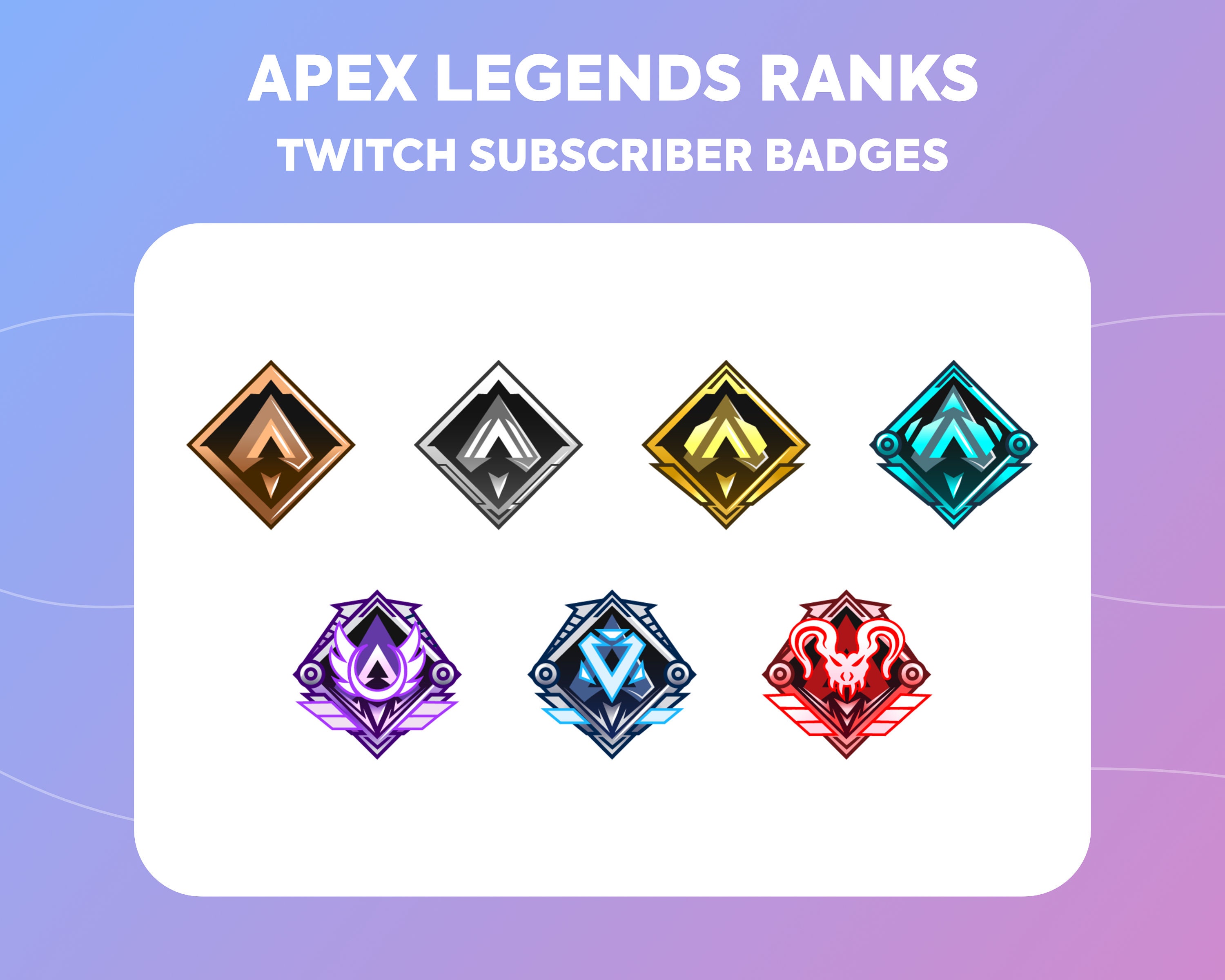 Twitch Sub Badges Cheer Bit Badges Apex Legends Ranks Etsy 日本