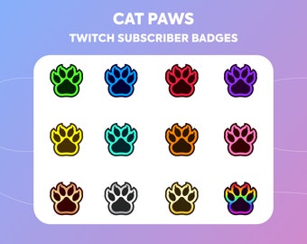 Cat Paw Twitch Badges – Kitten Cheer Bit Sub Badges