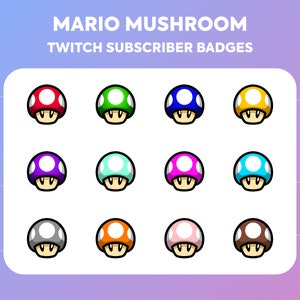 Twitch Sub Badges / Cheer Bit Badges - Mario Mushroom