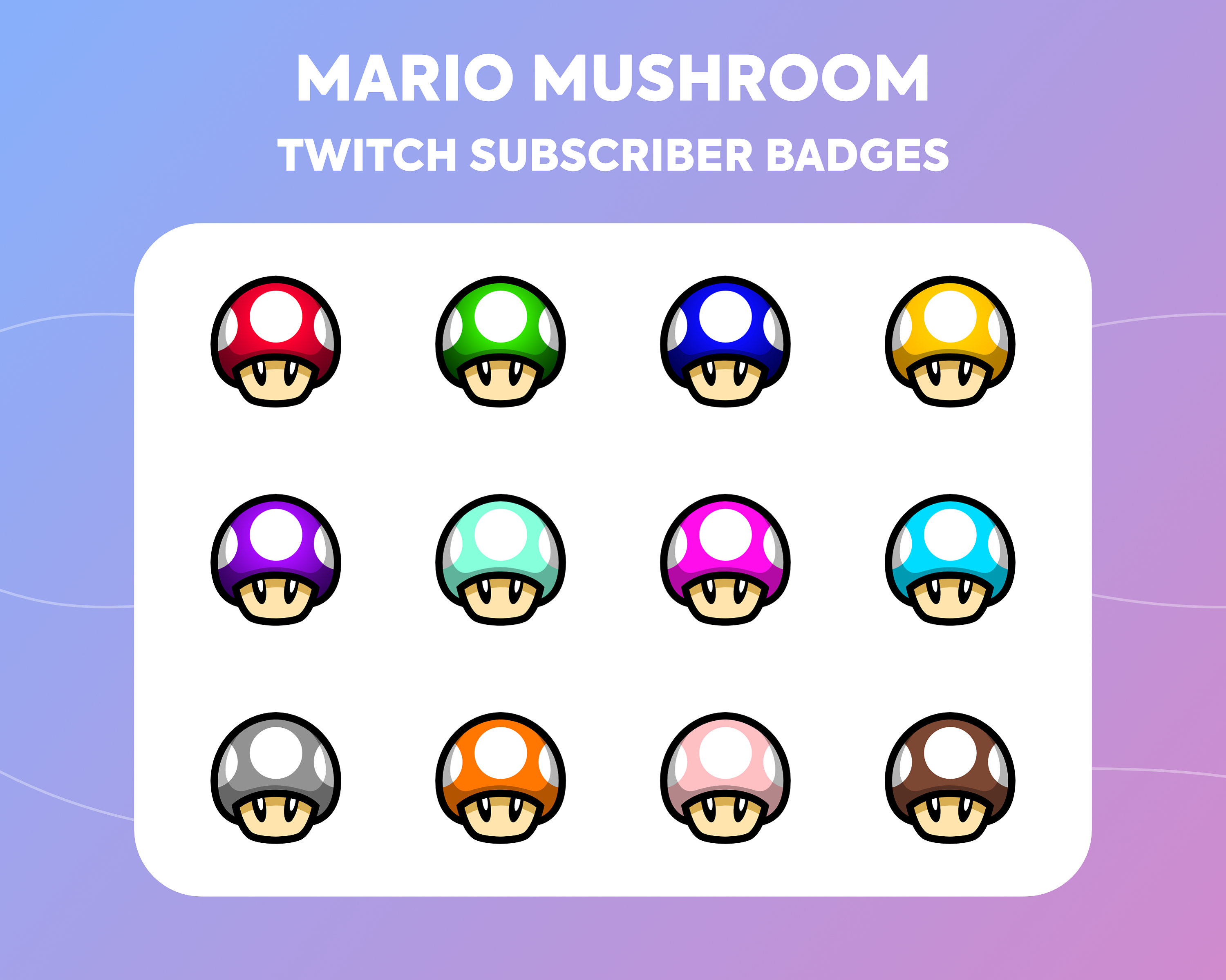 Twitch Sub Badges Cheer Bit Badges Mario Mushroom Etsy