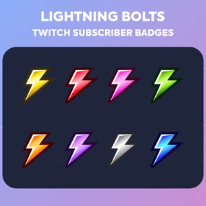 Twitch Sub Badges / Cheer Bit Badges - Lightning Bolts - Electric - Flash