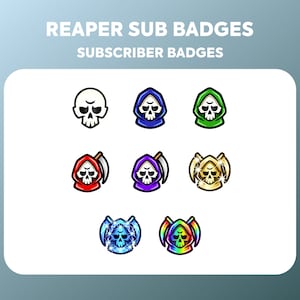 Twitch Sub Badges / Cheer Bit Badges - Reaper - Grim Reaper - Skull