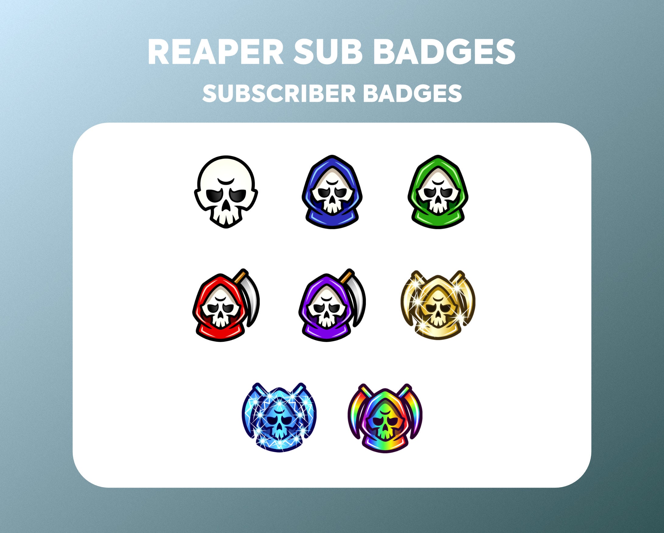 Twitch Sub Badges Cheer Bit Badges Reaper Grim Reaper Etsy
