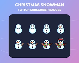 Christmas Snowman Twitch Sub Badges – Festive Cheer Bit Badges