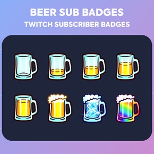 Beer Twitch Sub Badges / Bit Badges - Beer Glass - Beer Bottles - Pub