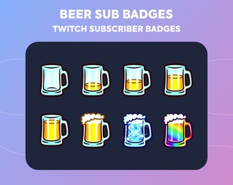 Beer Twitch Sub Badges / Bit Badges - Beer Glass - Beer Bottles - Pub