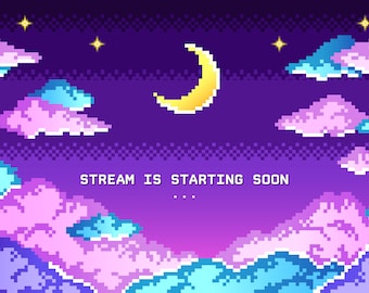 Animated Twitch Starting Screen - Pixel Art - Clouds - Sky