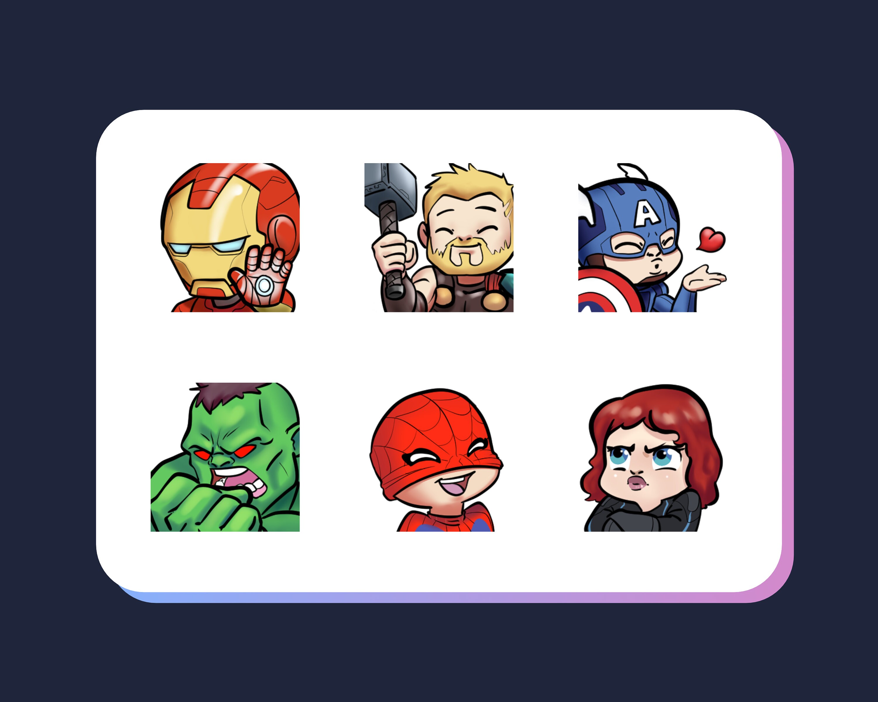 Twitch Emotes Marvel Avengers Spiderman Thor Ironman - Etsy New Zealand Twitch Emotes Marvel Avengers Spiderman Thor Ironman - Etsy New Zealand