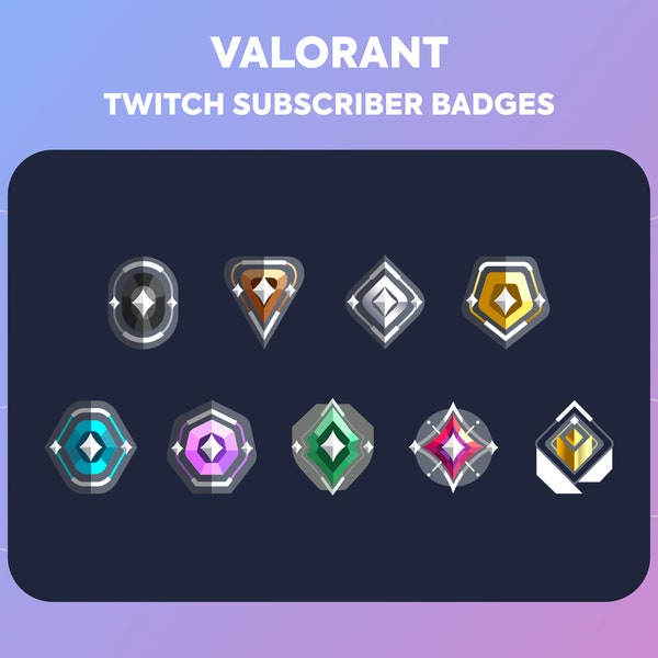 Sub Badges de Twitch / Cheer Bit Badges - Valorant - Rangos - Actualizado en 2023