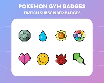 Pokemon Gym Badges – Twitch Sub/Cheer Badges (Digital Download)