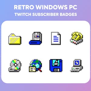 Twitch Sub Badges / Cheer Bit Badges - Retro Windows PC - Computer Icons - Pixel Art