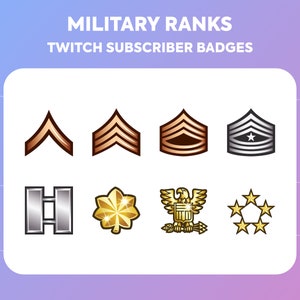 Military Rank Twitch Sub Badges / Bit Badges - Army Rank Badges - Royal Marine Corps Badges