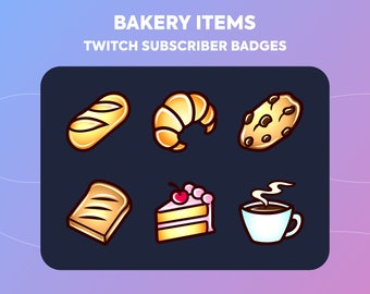 Twitch Sub Badges / Cheer Bit Badges - Bakery - Bread - Cake - Coffee - Cafe - Food