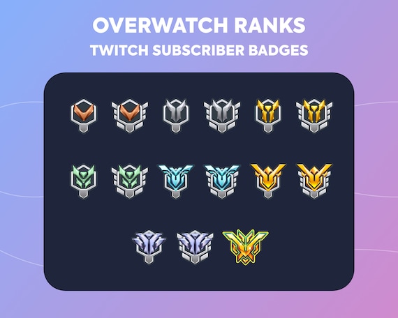 Twitch Sub Badges / Cheer Bit Badges Overwatch Ranks 