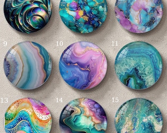Handgefertigtes Aquarell Glasfotocabochon, Marmorstein Papierbild Glaskuppel 10mm 12mm 14mm 16mm 18mm 20mm 25mm -5