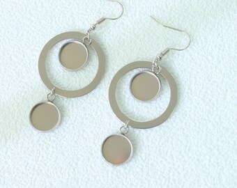 10pcs stainless steel 8mm 10mm 12mm Earrings Bezel,  Earrings Blanks,Earrings Trays, Cabochon base Settings