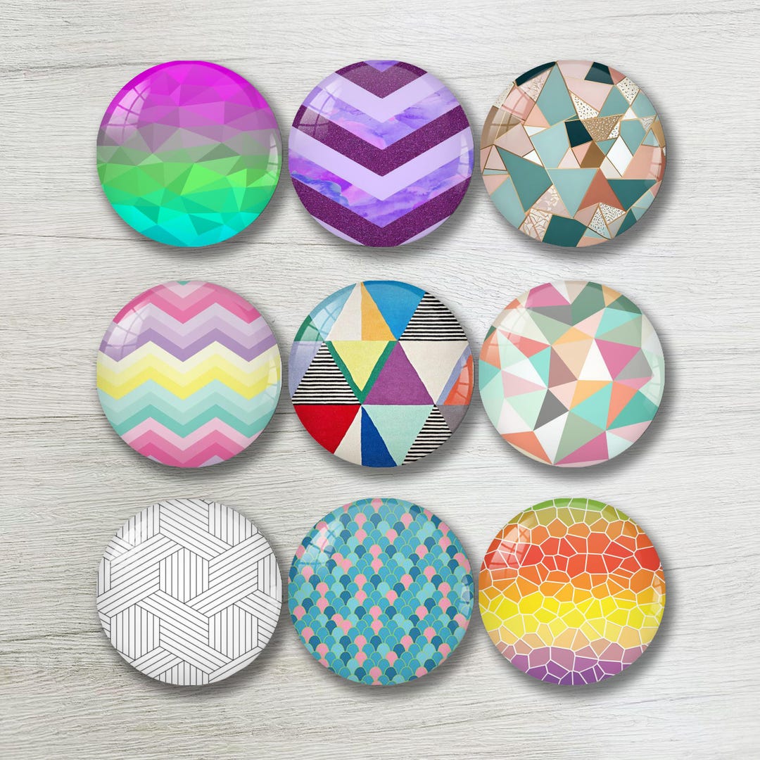 12mm Geometric Pattern Glass Image Cabochon, 8mm - 50mm DIY Picture ...