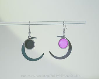 crescent moon stainless steel Earrings Blanks,12mm Earrings Bezel, Earrings Trays, Cabochon base Settings -10pcs