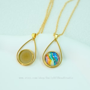 10sets stainless steel teardrop chain 12mm Bezel Pendant Blanks,Glass Cabochon Settings,Pendant Base Tray