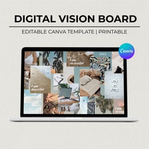 Digital Vision Board Template, Positive Affirmation, Simple Vision Board for Manifesting, Canva Vision Board Template, Dream Board Wallpaper