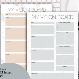 Printable Vision Board Template Printable Dream Board Marble - Etsy