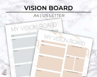 Minimalist Printable Vision Board Templateprintable Dream | Etsy UK
