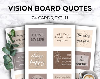 Printable Vision Board Quotes & Affirmations,Vision Board Template,Inspirational Quotes,Aesthetic Vision Board Kit,Law of Attraction Set
