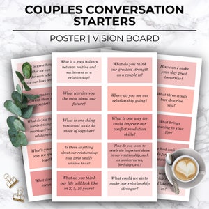 Iniciadores de conversación para parejas, Tarjetas de noche de cita imprimibles, Juegos del día de San Valentín, Noche de cita, Tablero de visión de parejas, Regalos de relación, Impresión de amor
