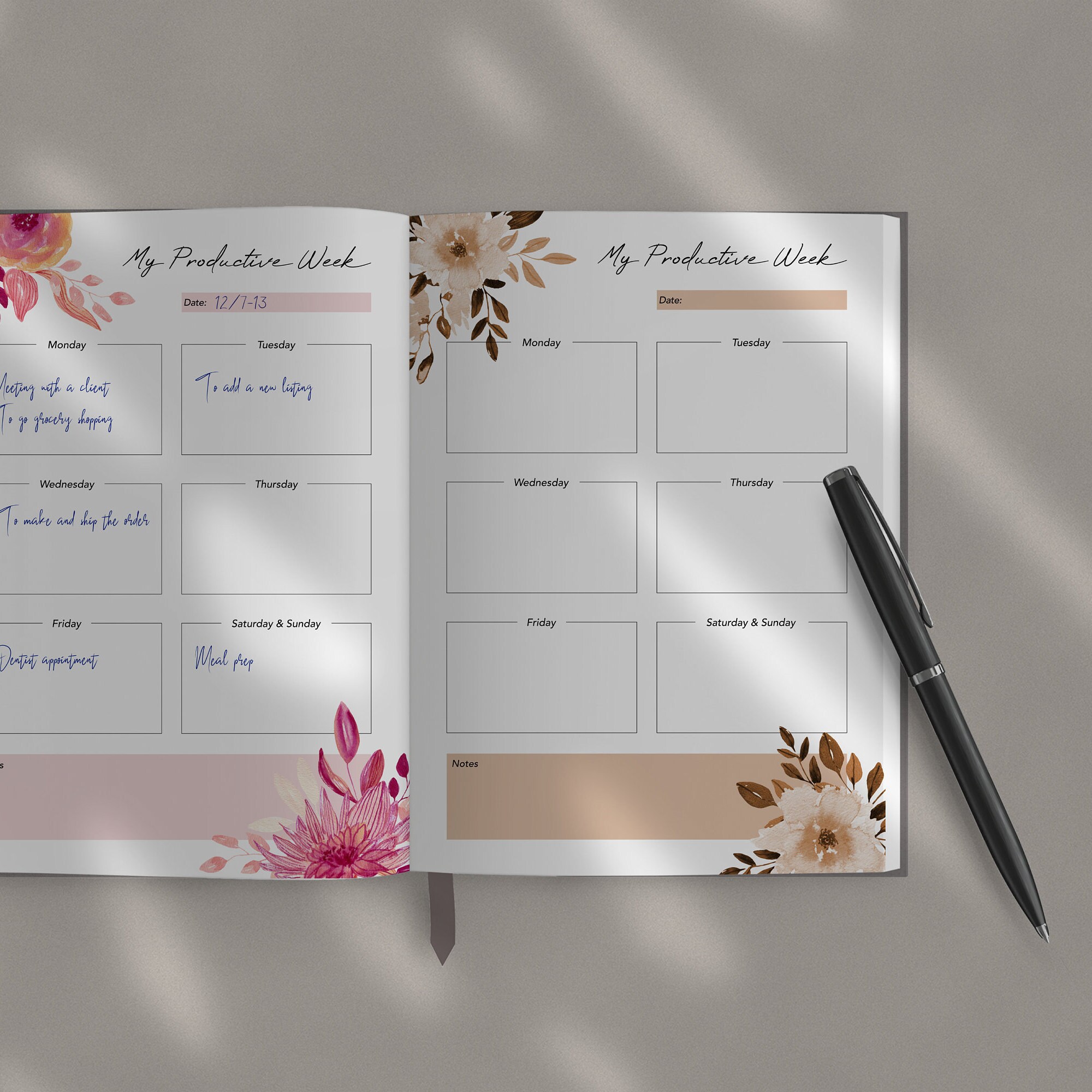Floral Weekly PlannerWatercolor Flowers PlannerPrintable Etsy
