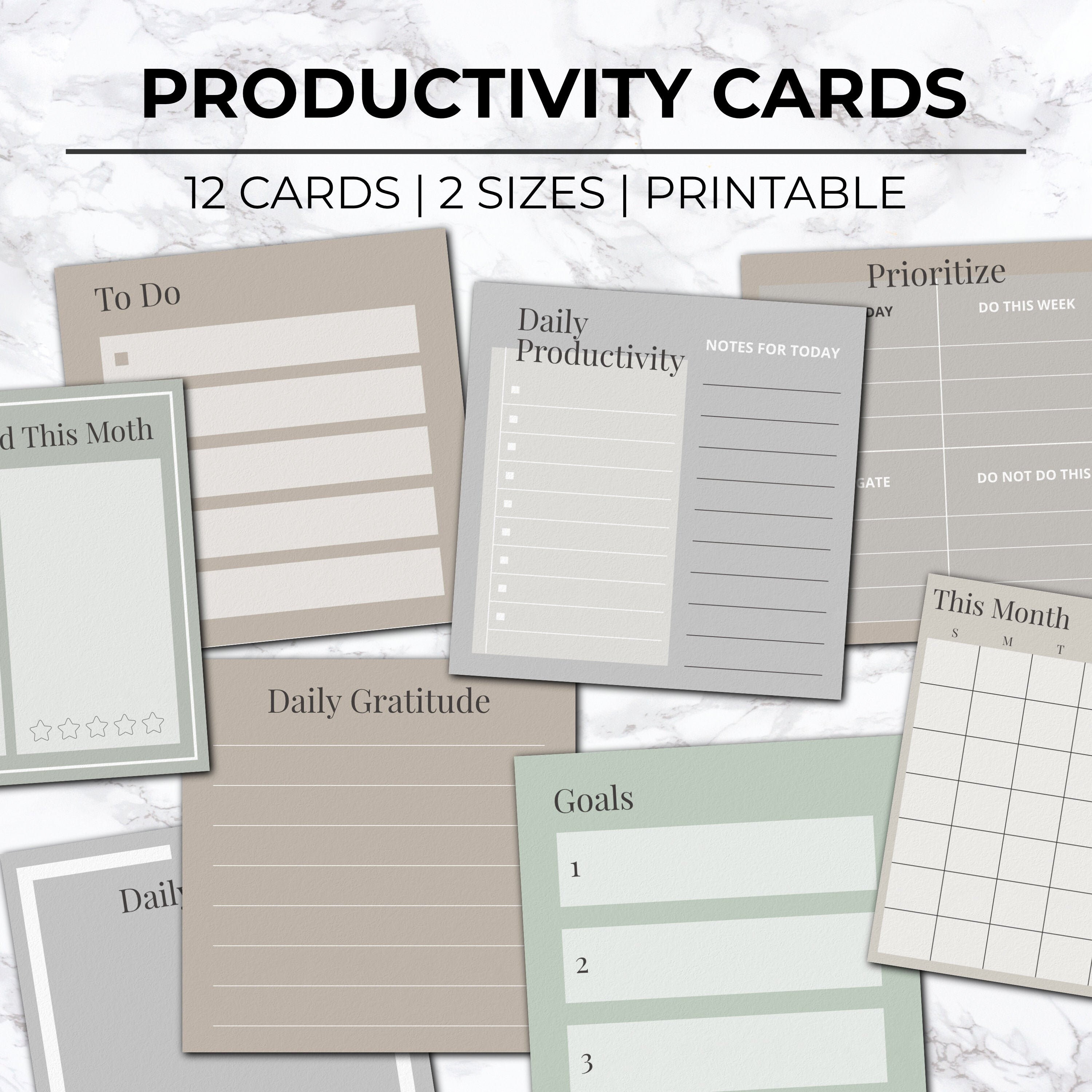 Printable Simple Planner CardsProductivy CardsPrintable Etsy