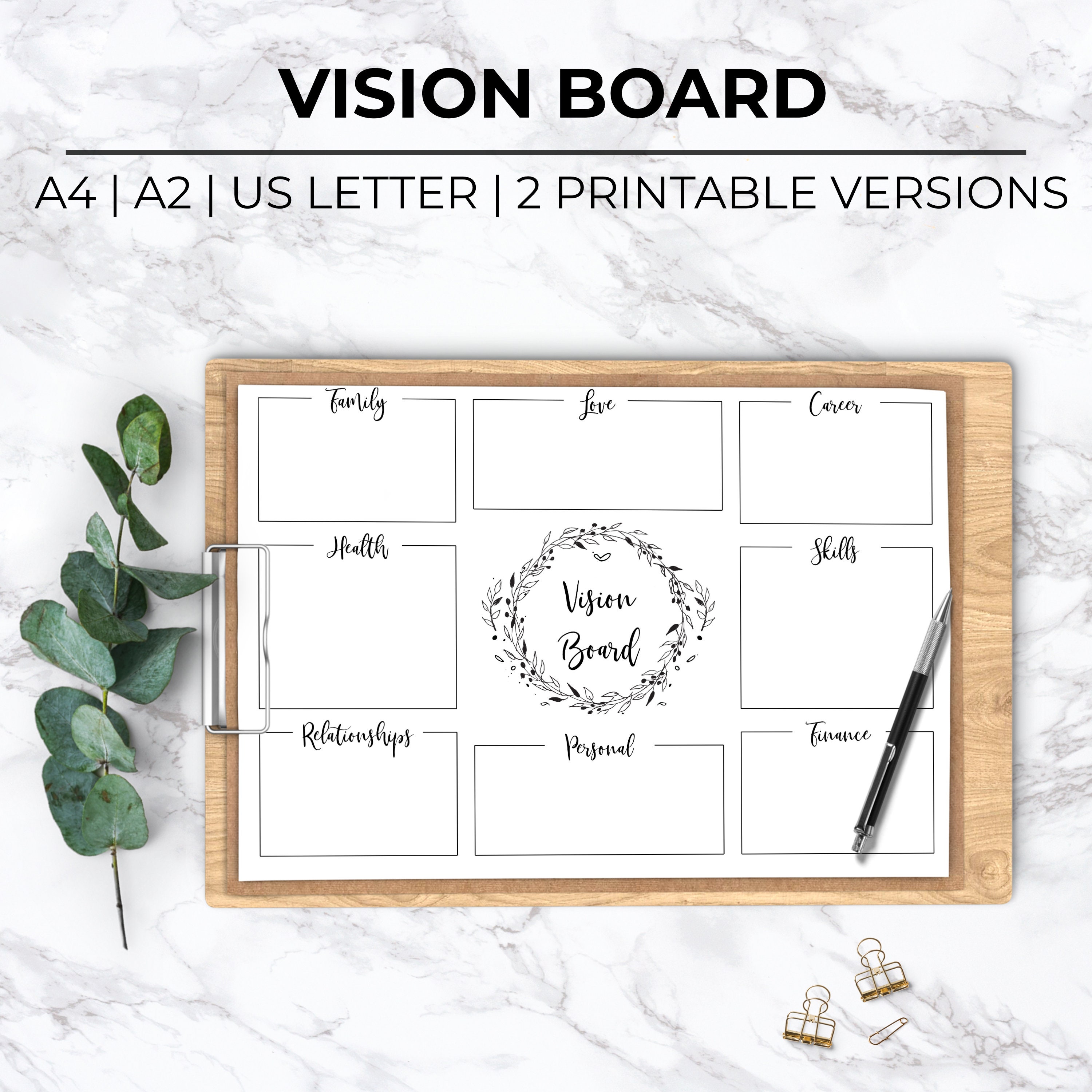 Minimalist Printable Vision Board Template,printable Dream Board,simple Vision  Board for Manifestating,minimalist Affirmations Planner 
