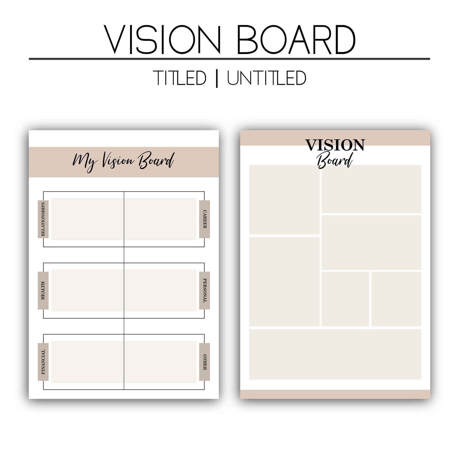 Printable Vision Board Templateprintable Dream Boarduntitled - Etsy
