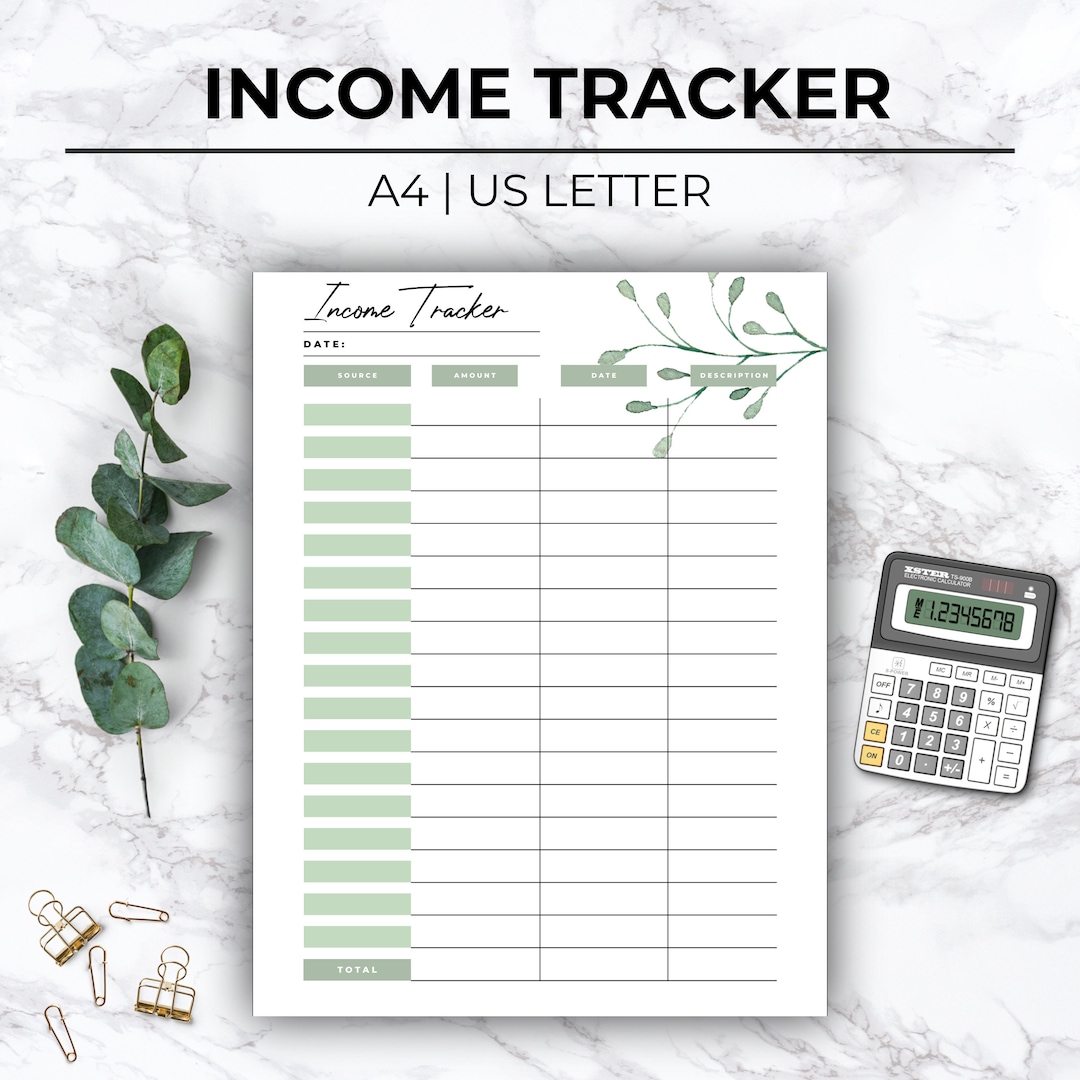 Printable Income Tracker,monthly Budget Tracking,monthly Schedule,printable Finance Tracker ...