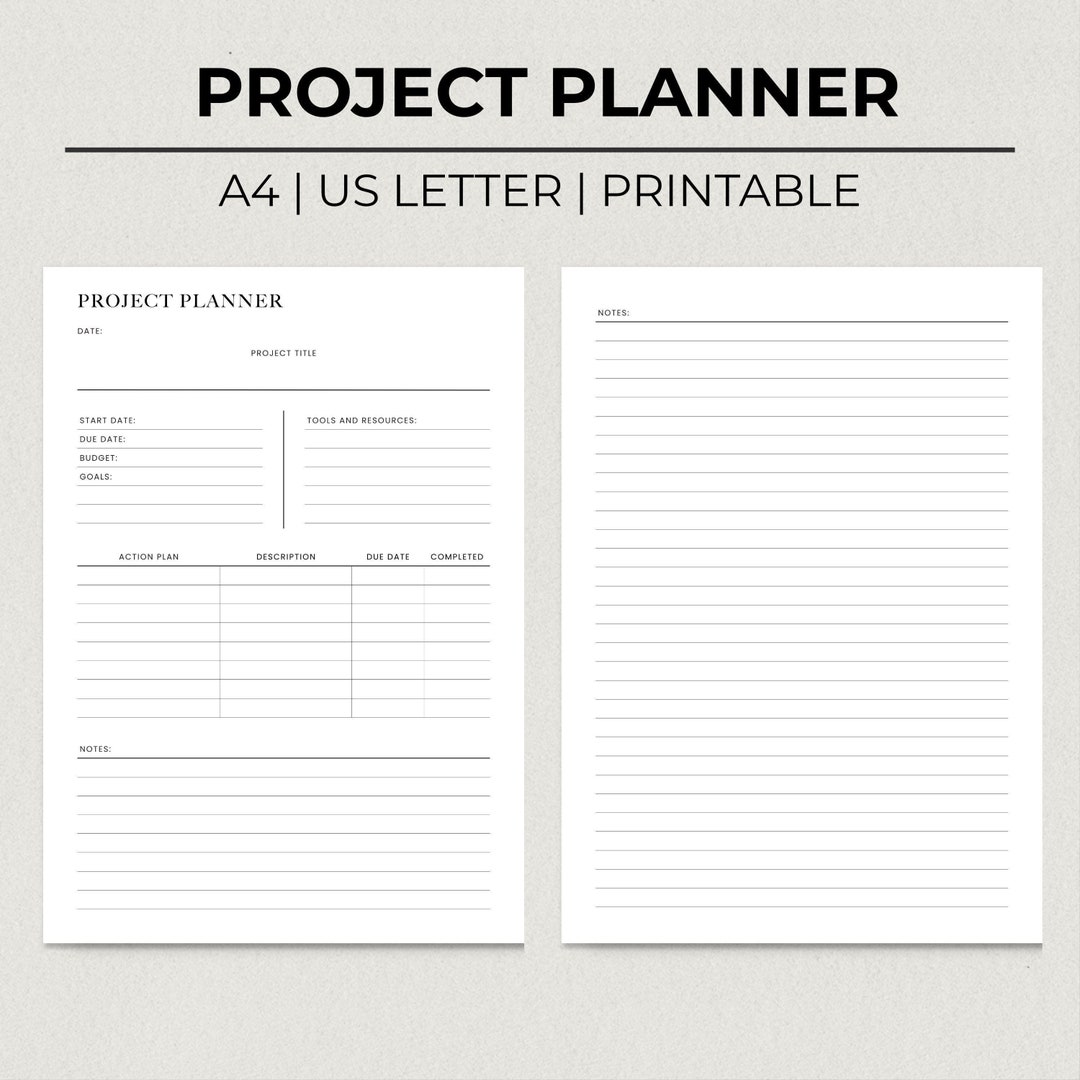 Printable Project Planner, Productivity Planner, Minimalist Project ...