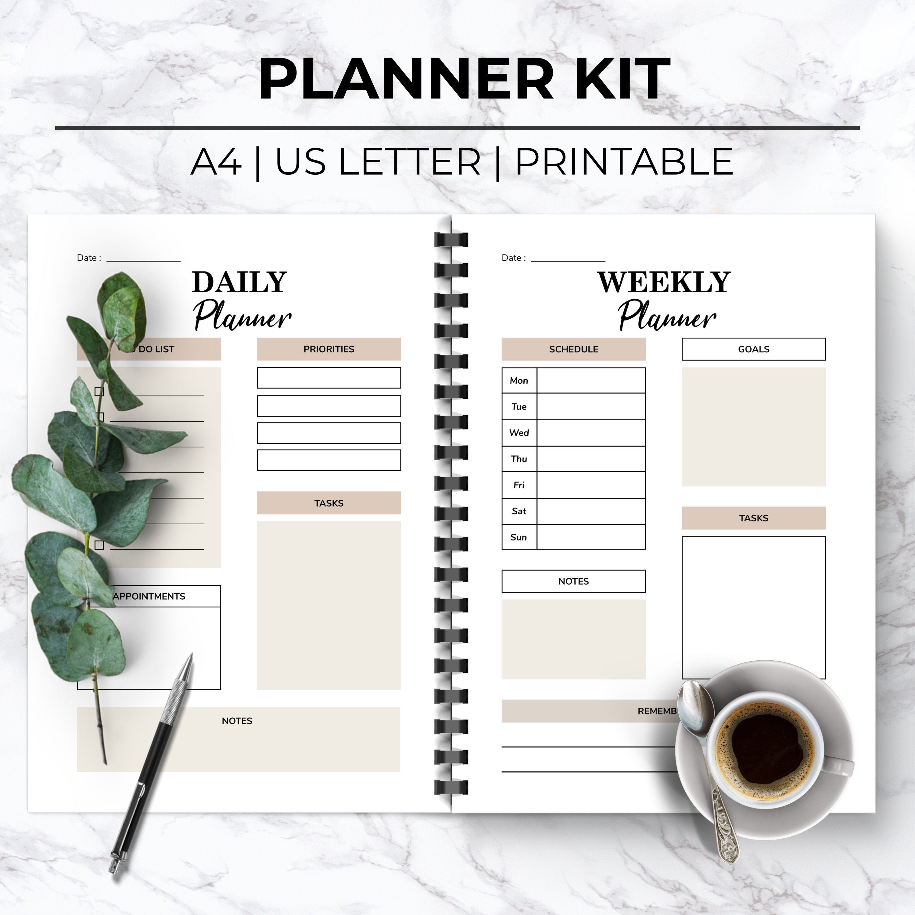 Aesthetic Printable Planner Bundle,planner Inserts,daily Organizer ...
