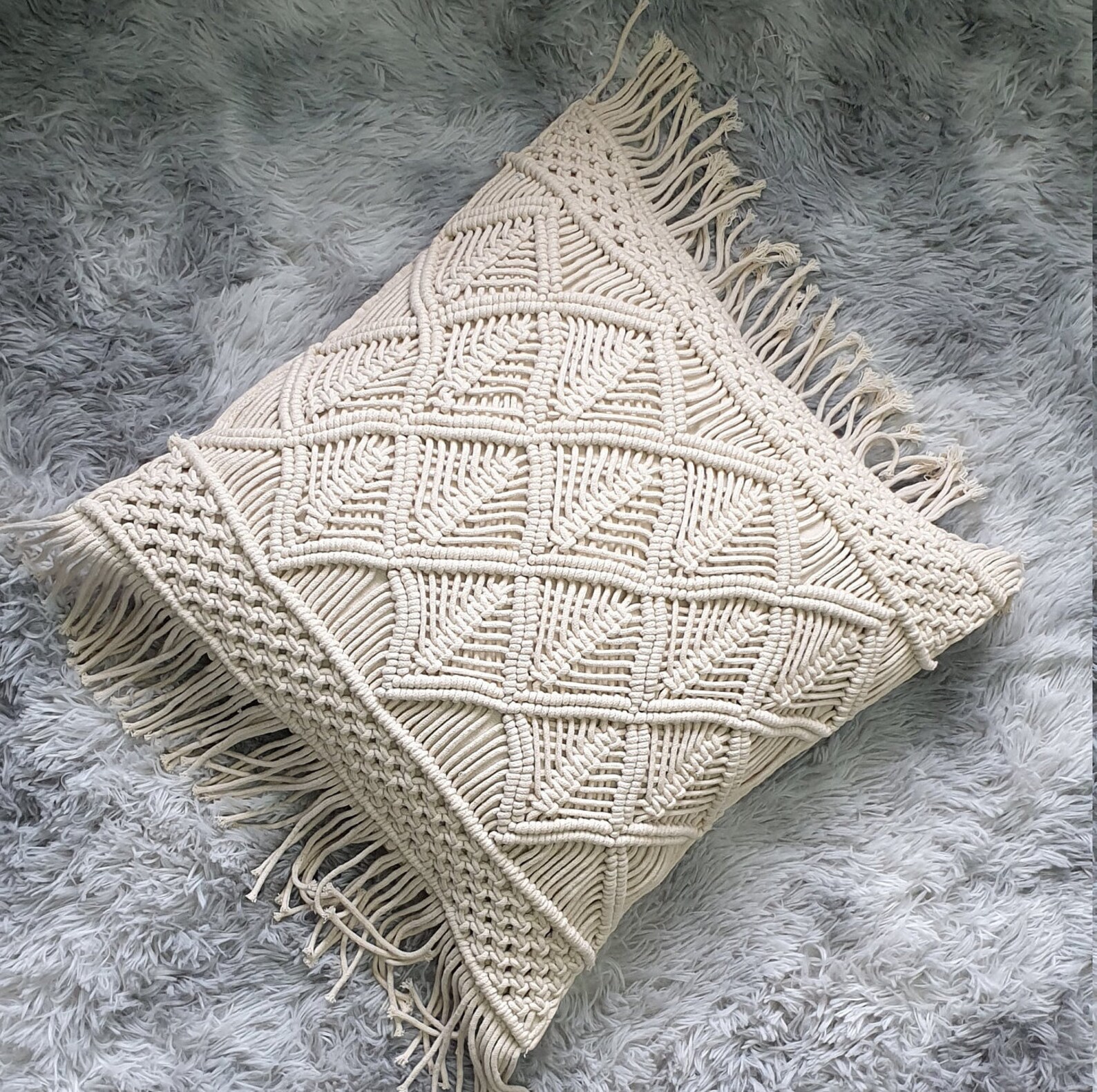 Handknotted Macramé Cotton Cushion Covers 5 Patterns cotton Etsy