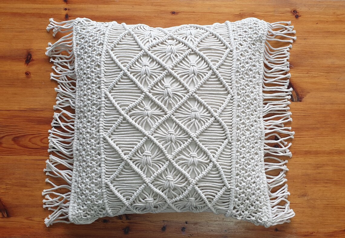 Handknotted Macramé Cotton Cushion Covers 5 Patterns cotton Etsy