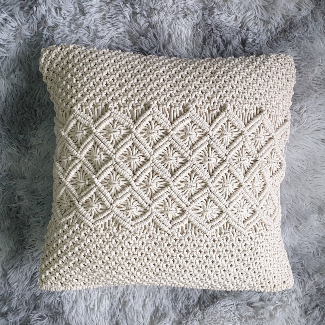 Handknotted Macramé Cotton Cushion Covers 5 Patterns cotton Etsy