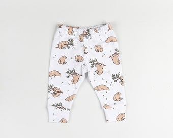 Organic Cotton Baby Leggings | Unisex Bear Cub Print