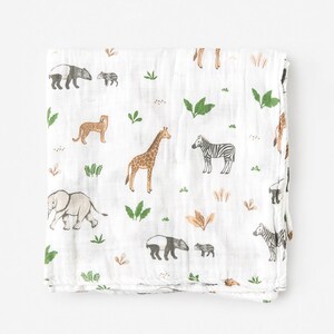 Muslin Swaddle Blanket Breathable Organic Baby Muslin Neutral Baby Boy Swaddle Baby Girl Swaddle Unique Pregnancy Gift Breastfeeding Scarf Safari