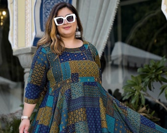 Plus Size kurta For Women, plus size indianwear, anarkali dress for women, Plus Size anarkali kurti, flared kurti, flared dresses for women