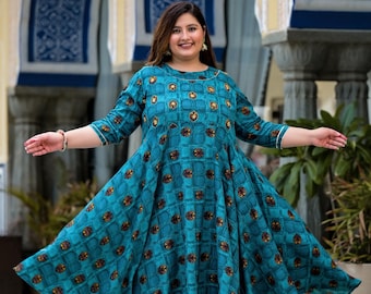 Plus size Indianwear, Large Size anarkali kurti, Plus Size kurta For Women, anarkali dress for women, flared kurti, flared dresses for women